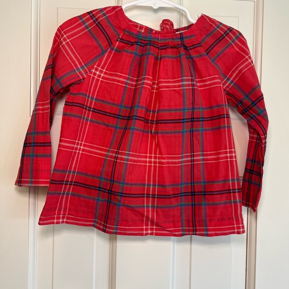 Crewcuts Girls Size 3T Pink Plaid Long Sleeve Lightweight Cotton Top